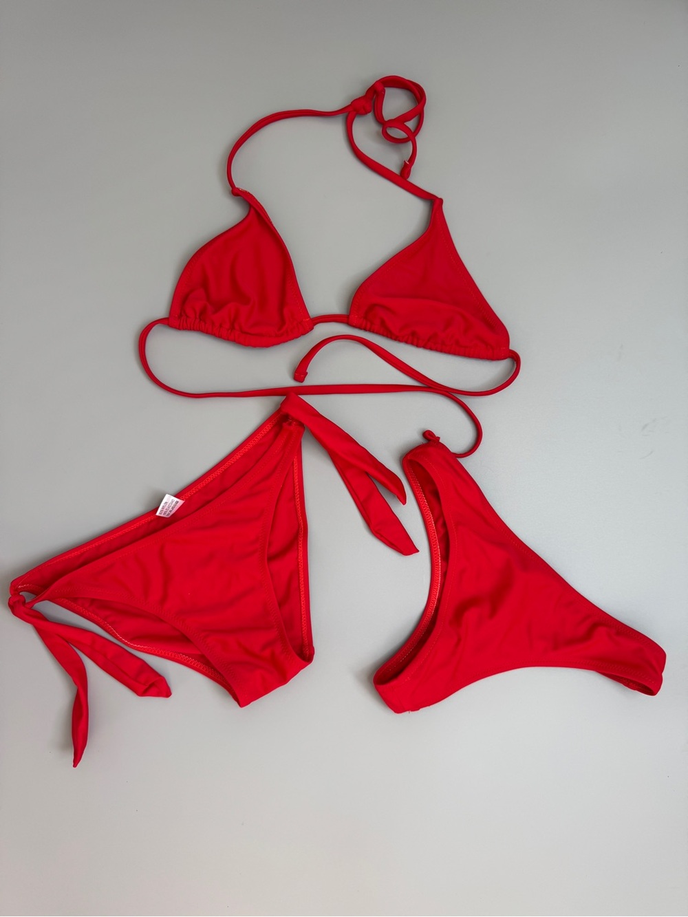 3 Pieces Red String Bikini Set